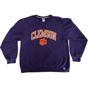 Clemson Tigers Mens VTG Russell Athletic Pullover Purple Sweatshirt Size Large